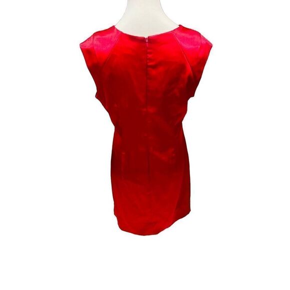 Shelby Nites Vintage Red Sheath Style Sleeveless Satin Midi Dress  With Ruched F - Picture 5 of 16